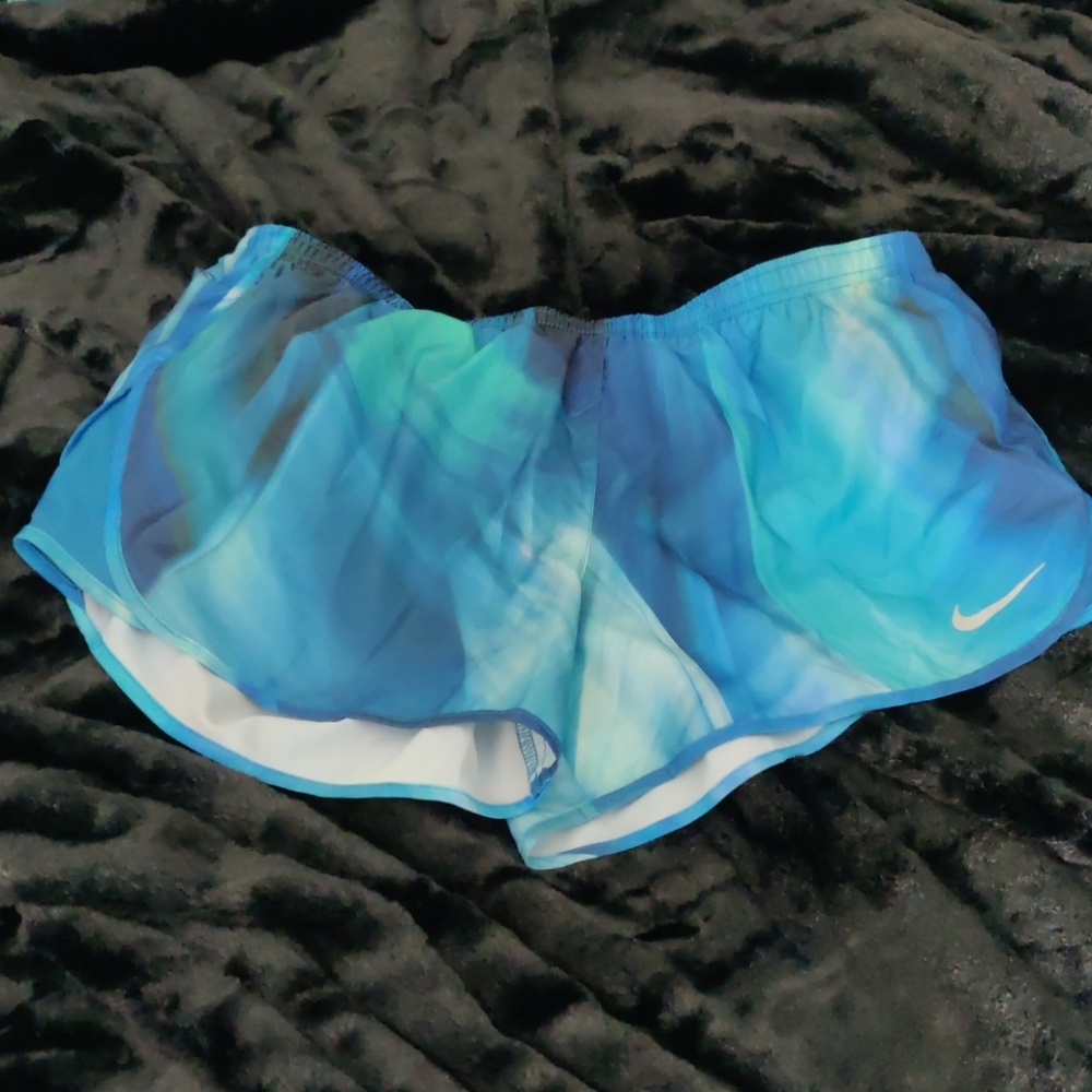 Nike Dry fit running shorts large, blue green